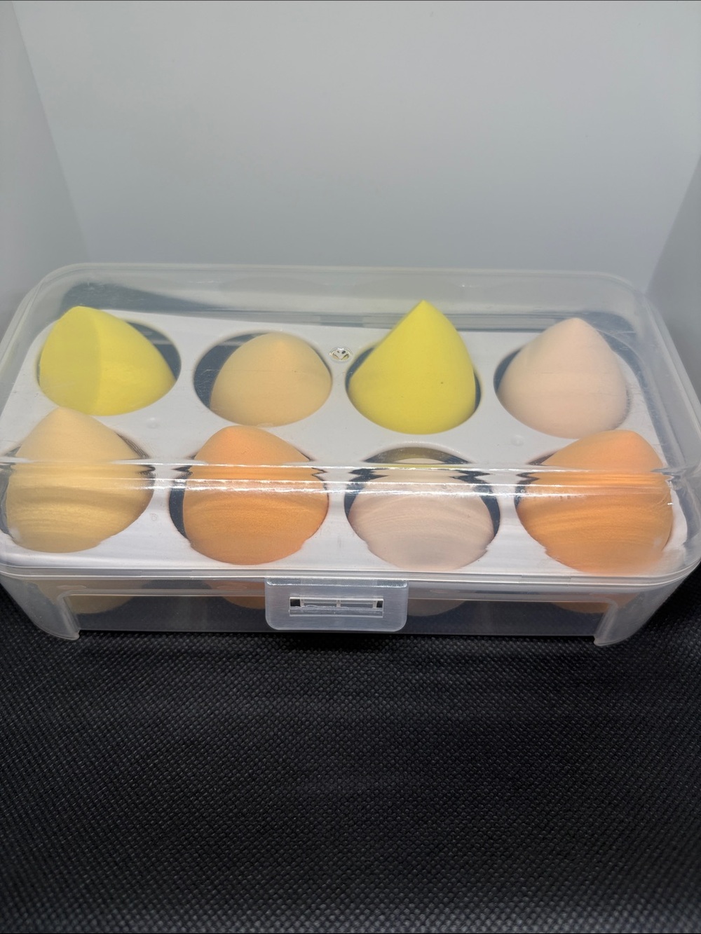 Makeup Sponge Set in Yellow, Peach & Beige with Storage Case